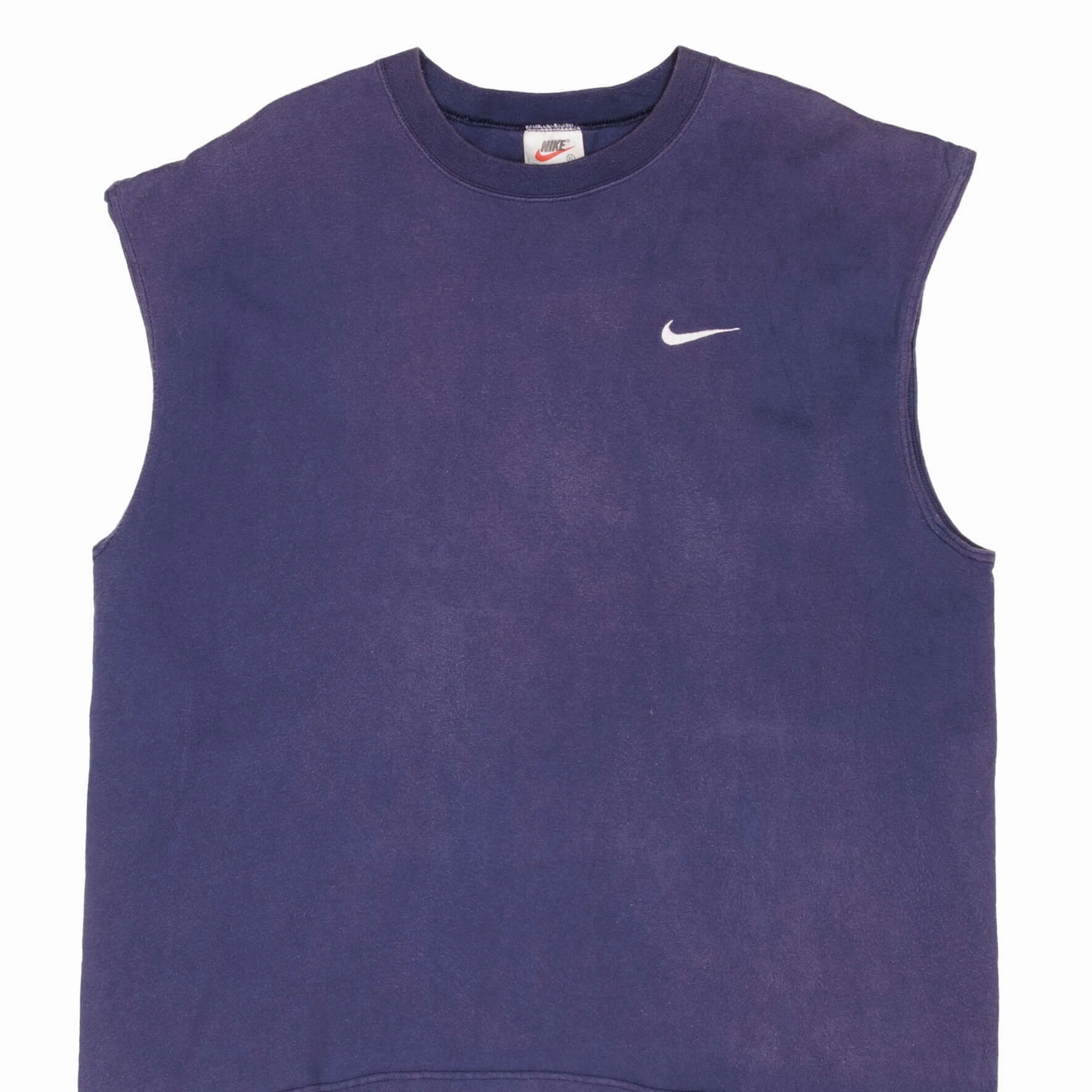 VINTAGE NIKE SWOOSH NAVY BLUE TANK TOP TEE SHIRT 1990S SIZE XL MADE IN USA Raw Hem Finish