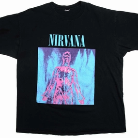Breathable Stretch Friction Free Inner Lining VINTAGE NIRVANA SLIVER TEE SHIRT SIZE 2XL EARLY 2000s