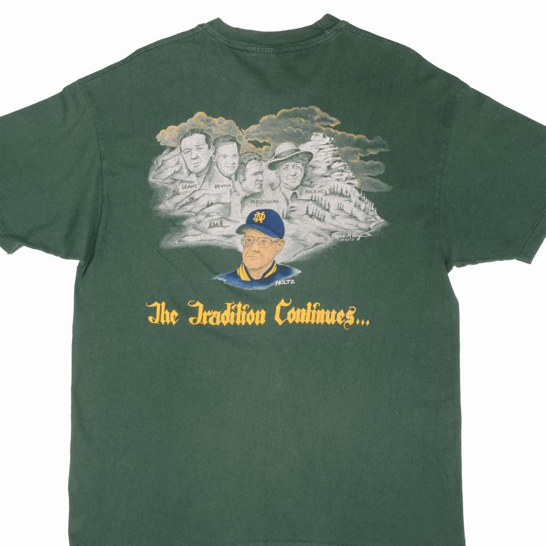 VINTAGE NOTRE DAME UNIVERSITY FOOTBALL 1990S TEE SHIRT LARGE MADE IN USA Classic Trend Look