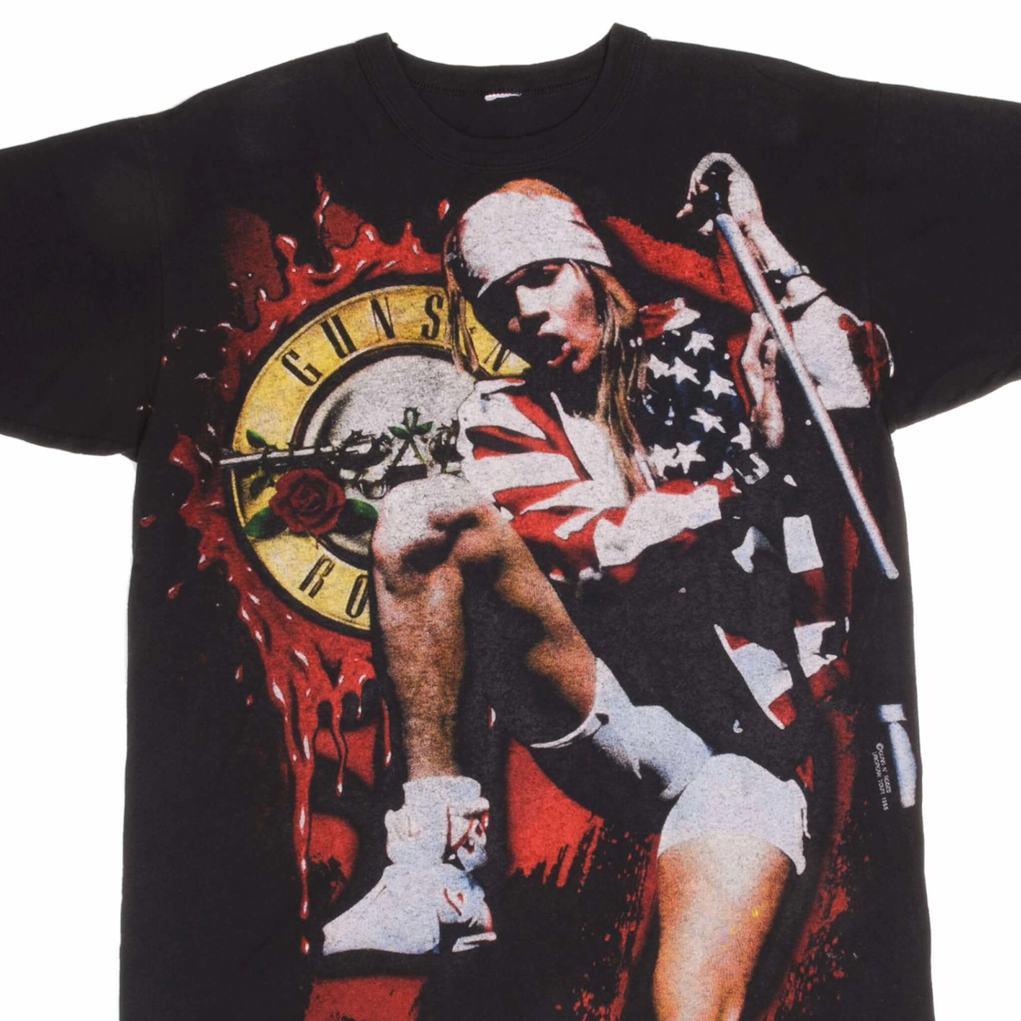 Layering Essential Chilly Comfort VINTAGE ORIGINAL ALL OVER PRINT GUNS N' ROSES EUROPEAN TOUR 1995 TEE SHIRT LARGE