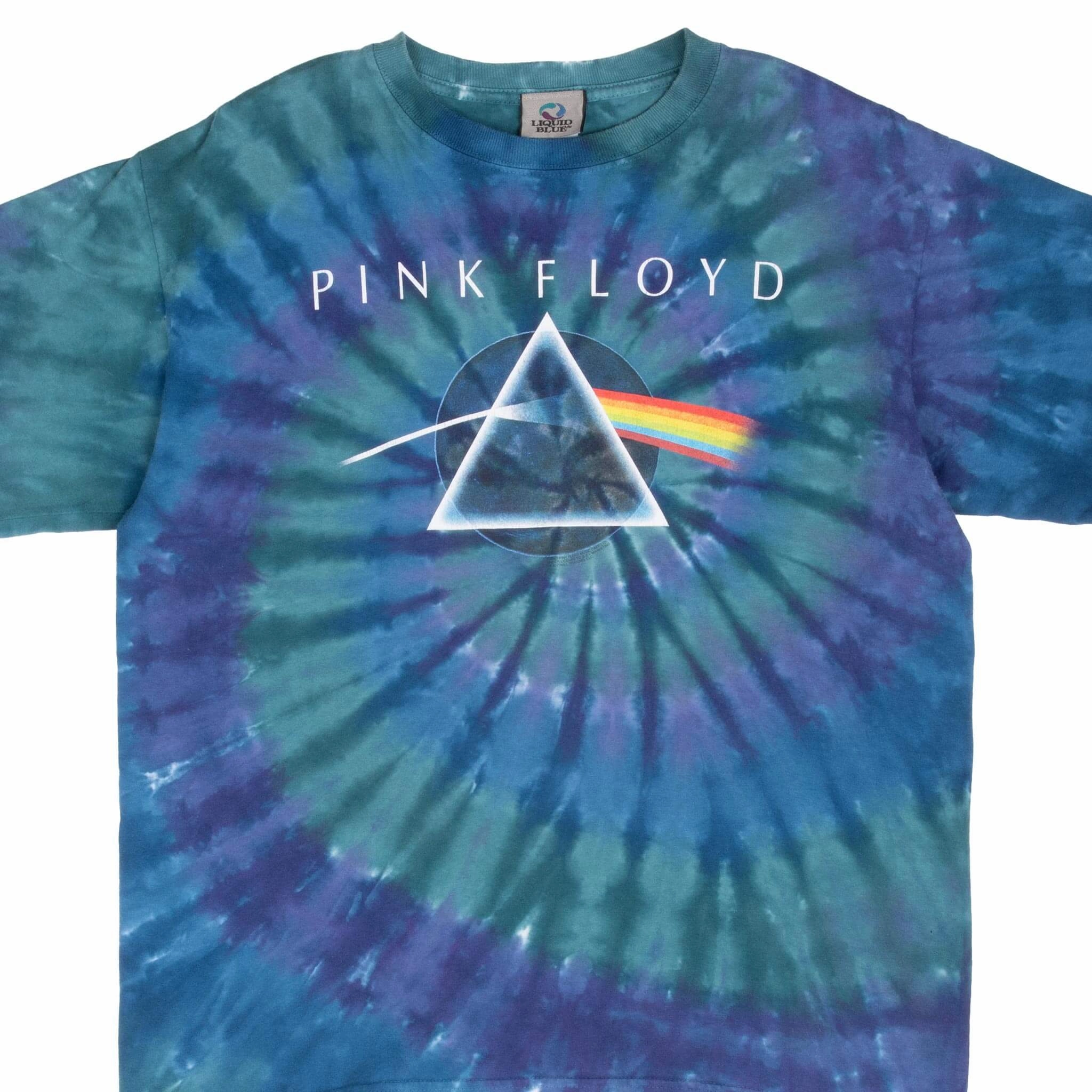 Cozy Wear Embroidered Details VINTAGE PINK FLOYD 2007 TIE DYE LIQUID BLUE TEE SHIRT MEDIUM
