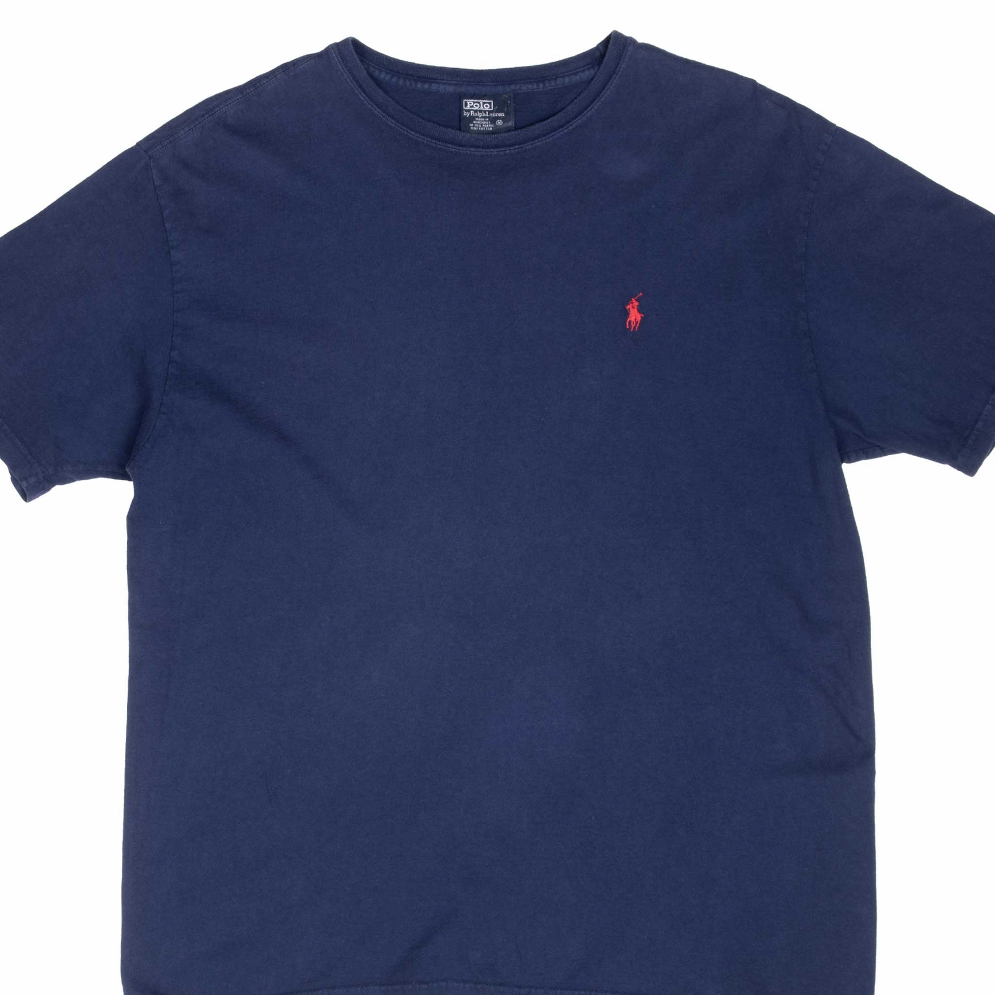 LayeredHemDetails VINTAGE POLO RALPH LAUREN CLASSIC NAVY BLUE TEE SHIRT 1990S MEDIUM