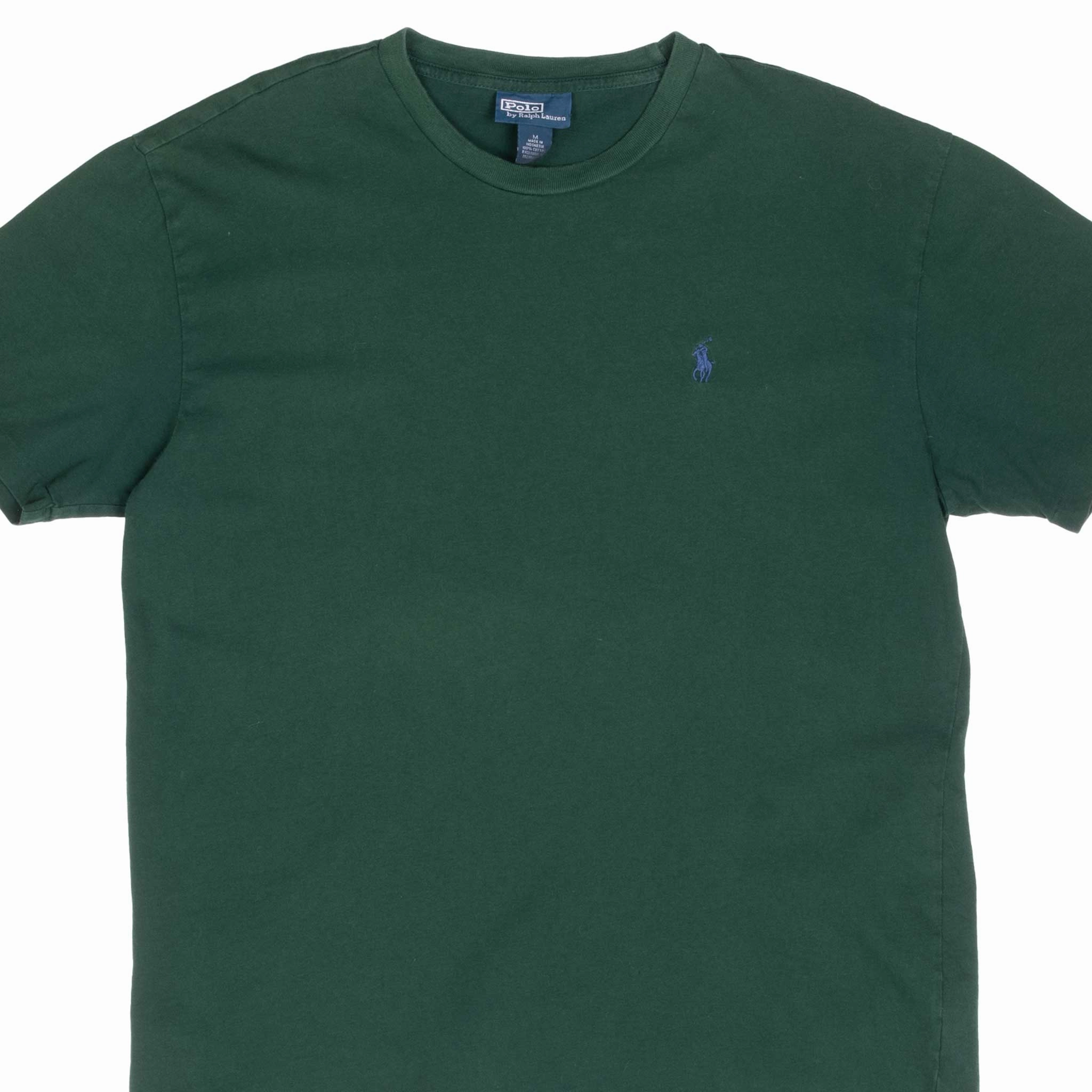 Fashionable Look Relax Style Trend VINTAGE POLO RALPH LAUREN GREEN CLASSIC TEE SHIRT 1990S MEDIUM