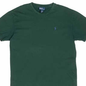 Fashionable Look Relax Style Trend VINTAGE POLO RALPH LAUREN GREEN CLASSIC TEE SHIRT 1990S MEDIUM