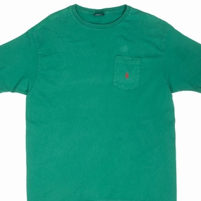 VINTAGE POLO RALPH LAUREN GREEN POCKET TEE SHIRT 1990S LARGE MADE IN USA Performance Fit Wear