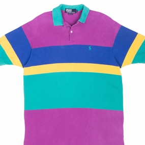 Basic Wardrobe Piece VINTAGE POLO RALPH LAUREN MULTICOLOR POLO SHIRT LARGE MADE IN USA