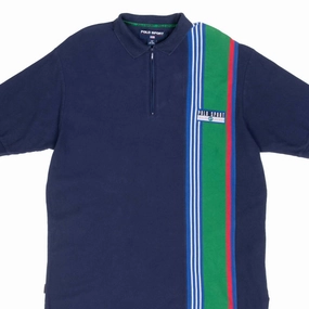 VINTAGE POLO SPORT RALPH LAUREN ZIP BLUE POLO SHIRT 1990S LARGE Printed uniqueness Classic Vibes
