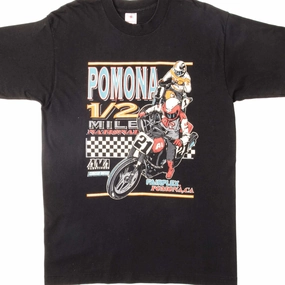 VINTAGE POMONA 1/2 MILES NATIONAL TEE SHIRT 1995 SIZE LARGE MADE IN USA Relaxed Fit Flexible Fit
