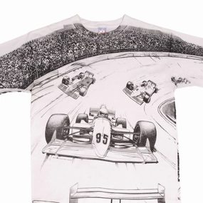 VINTAGE RACING ALL OVER PRINT INDY CAR 1995 TEE SHIRT SIZE XL MADE IN USA Modern Comfort Style Sweat Absorbent