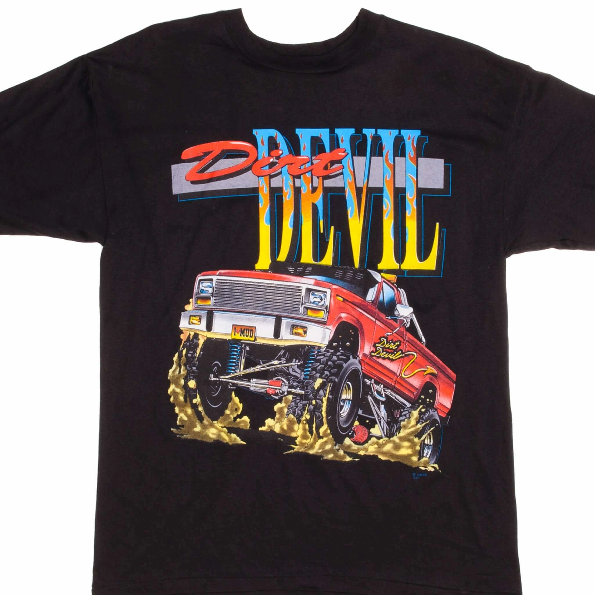 VINTAGE RACING DIRT DEVIL MONSTER TRUCK TEE SHIRT 1992 SIZE LARGE Cool and casual Summer Wardrobe