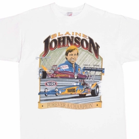 VINTAGE RACING NHRA BLAINE JOHNSON 1990S TEE SHIRT SIZE XL MADE IN USA Midweight Knit birthday party