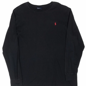 Cozy Wardrobe Performance Fit Wear VINTAGE RALPH LAUREN BLACK LONG SLEEVE TEE SHIRT LARGE 1990S