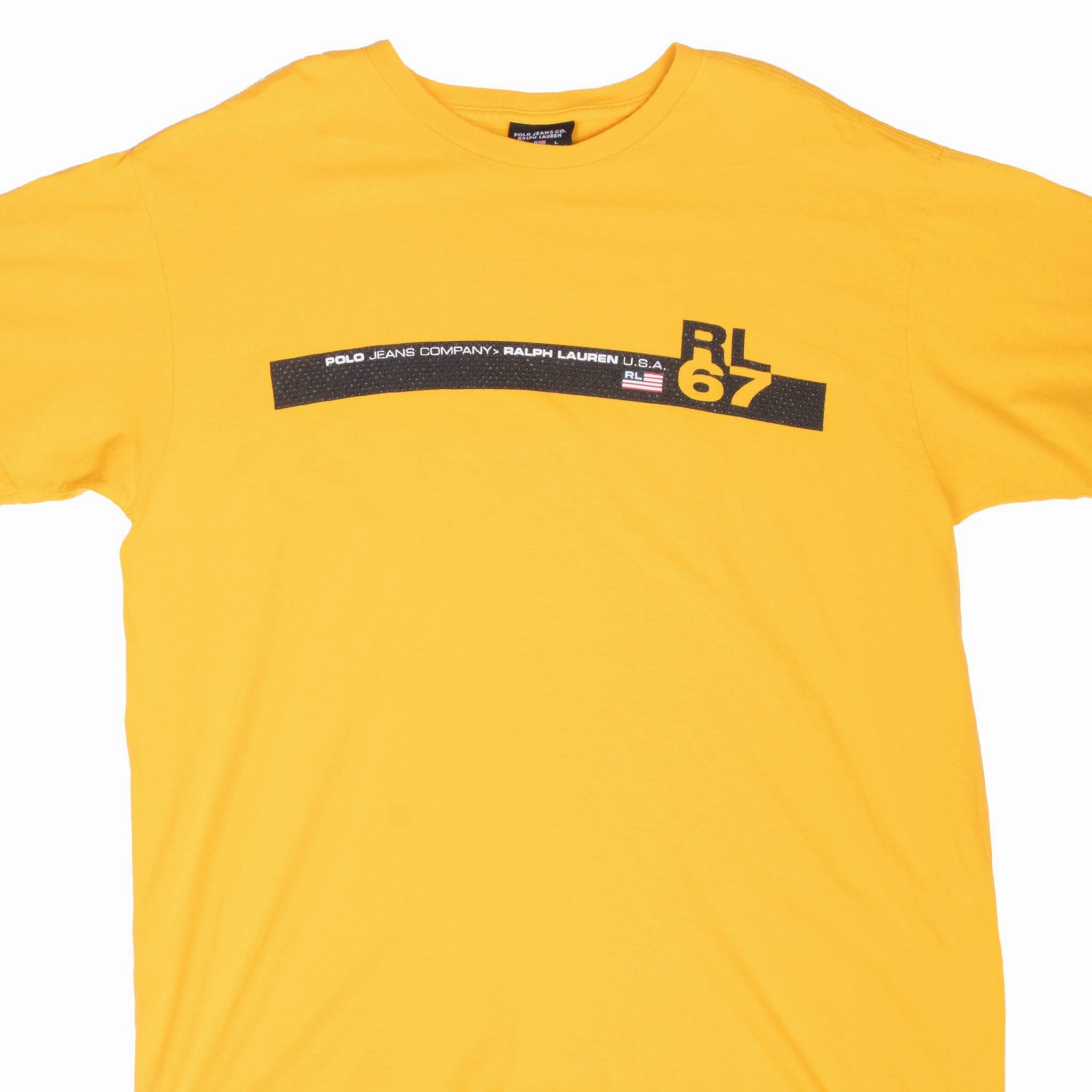 VINTAGE RALPH LAUREN POLO JEANS CO YELLOW TEE SHIRT 1990S LARGE Cool Layer Wear