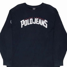 VINTAGE RALPH LAUREN POLO JEANS NAVY BLUE LONG SLEEVE TEE SHIRT 1990S XL Weekend Style