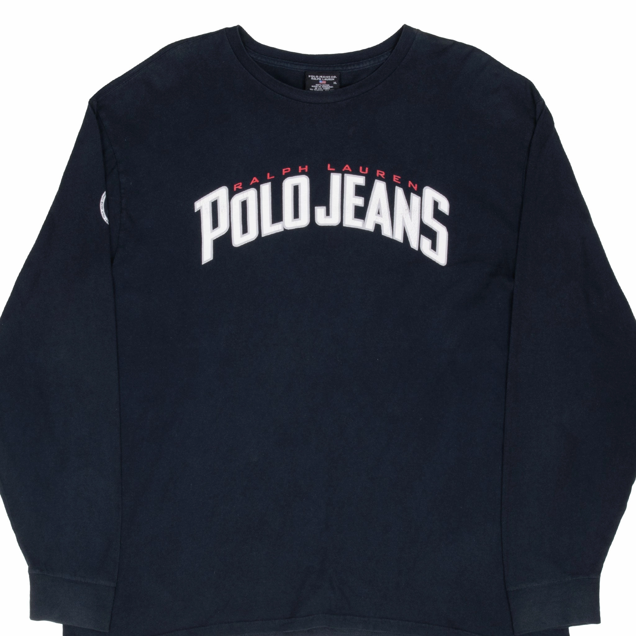 VINTAGE RALPH LAUREN POLO JEANS NAVY BLUE LONG SLEEVE TEE SHIRT 1990S XL Weekend Style