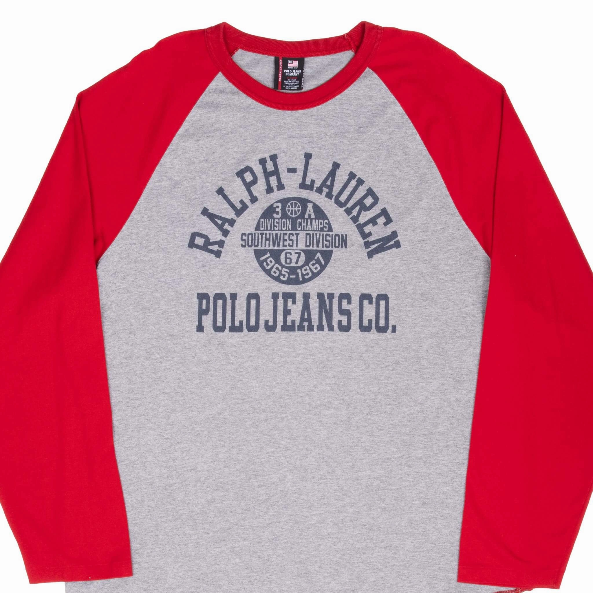 VINTAGE RALPH LAUREN POLO JEANS REGLAN SLEEVE TEE SHIRT 1990S XL MADE IN USA Simple and Comfortable Fashionable Layer