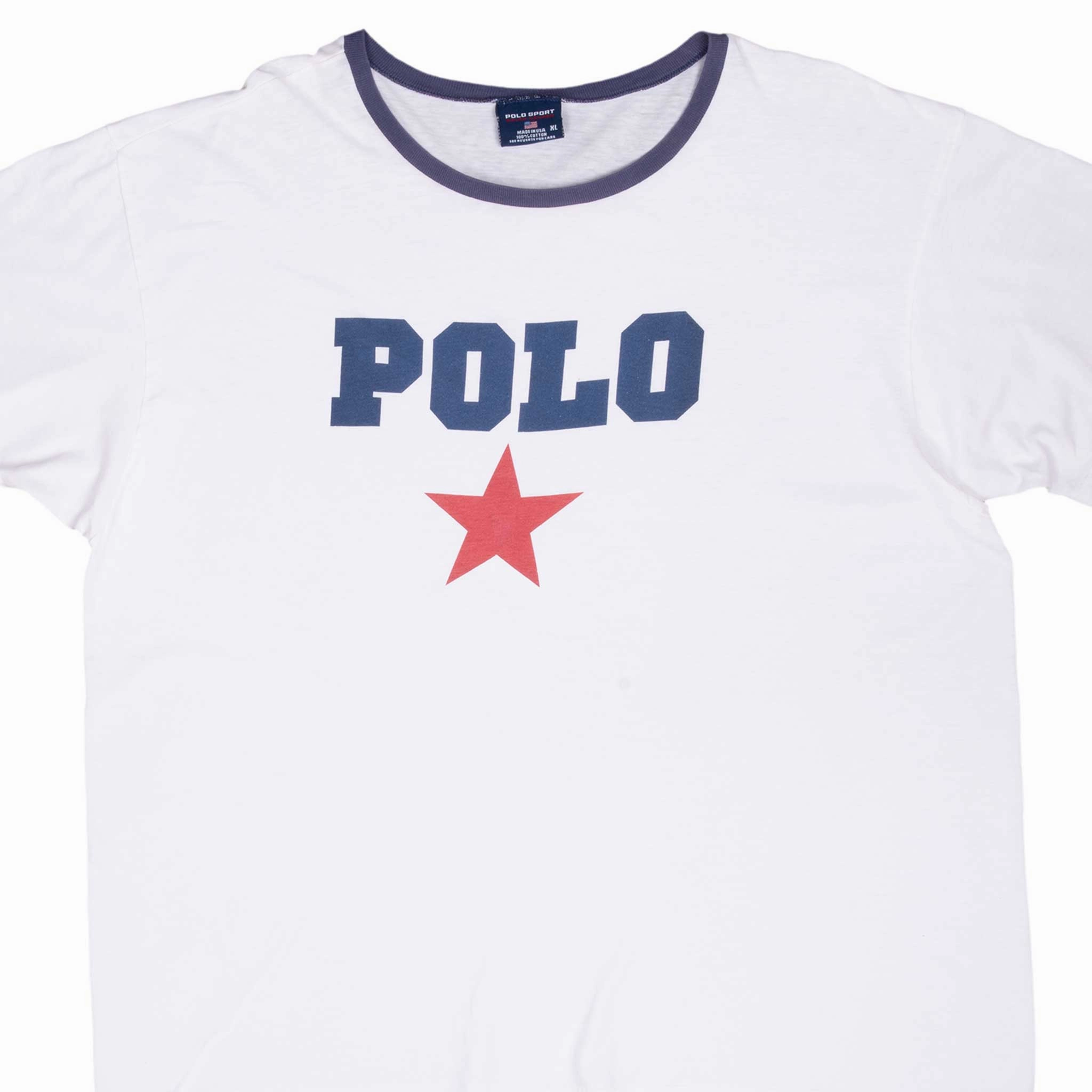 Multi Panel Design VINTAGE RALPH LAUREN POLO SPORT WHITE TEE SHIRT 1990S XL MADE IN USA