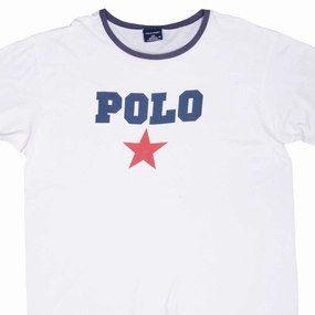 Multi Panel Design VINTAGE RALPH LAUREN POLO SPORT WHITE TEE SHIRT 1990S XL MADE IN USA