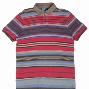 VINTAGE RALPH LAUREN STRIPED POLO SHIRT 1990S LARGE Active Wear