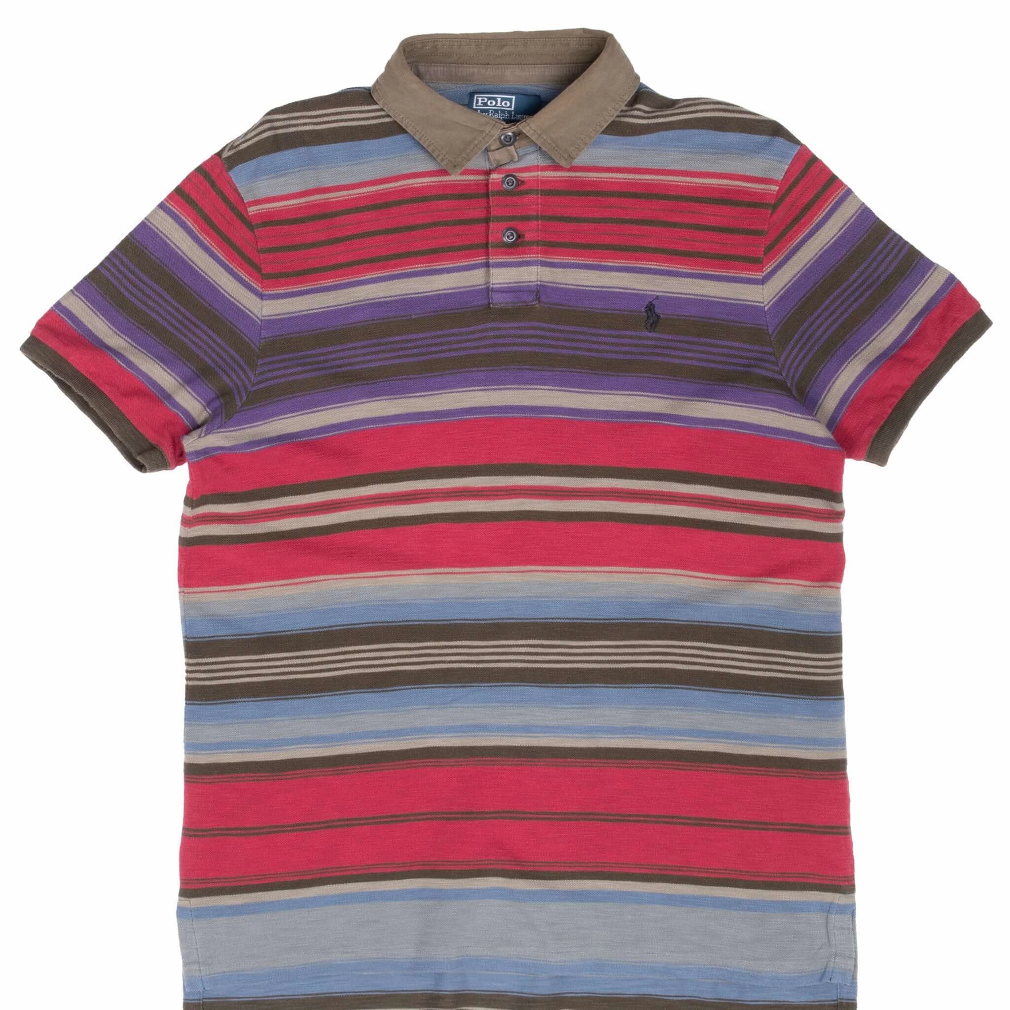 VINTAGE RALPH LAUREN STRIPED POLO SHIRT 1990S LARGE Active Wear