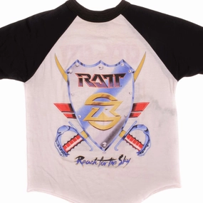 VINTAGE RATT REACH FOR THE SKY WORLD TOUR RAGLAN TEE SHIRT 1989 MEDIUM MADE USA Vegan Timeless Fit
