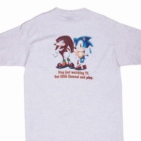 VINTAGE SEGA CHANNEL SONIC KNUCKLES 1990S TEE SHIRT XL Flex Fit Leather combination