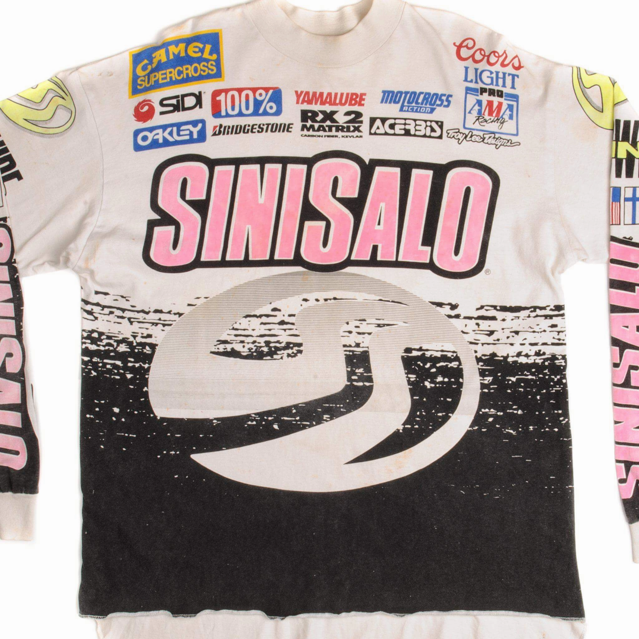 VINTAGE SINISALO MOTOCROSS MX 1980s LONG SLEEVES TEE SHIRT SIZE XL Ultra Soft Finish