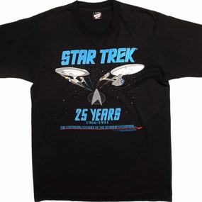 Comfy Layer VINTAGE STAR TREK 25TH ANNIVERSARY TEE SHIRT 1991 SIZE MEDIUM MADE IN USA