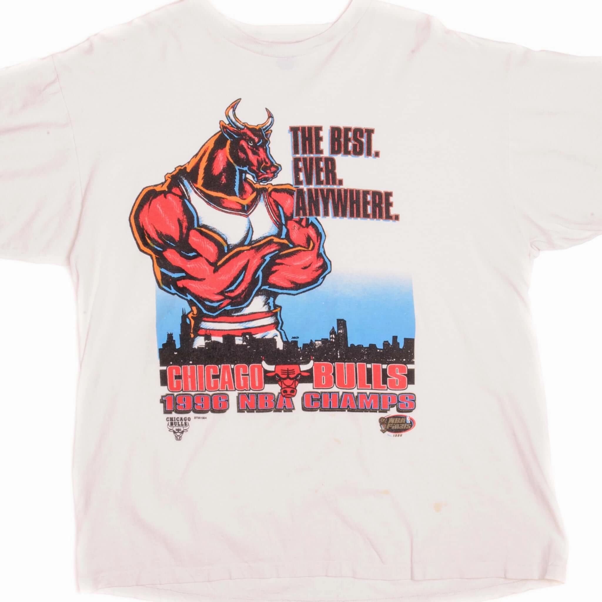 VINTAGE STARTER NBA CHICAGO BULLS TEE SHIRT 1996 SIZE LARGE print design
