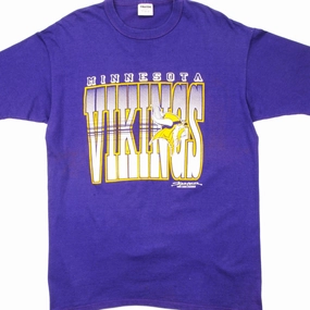 VINTAGE STARTER NFL MINNESOTA VIKINGS TEE SHIRT 1990 SIZE LARGE MADE IN USA Vegan No-Fuss Design