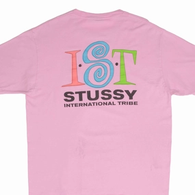 VINTAGE STUSSY INTERNATIONAL TRIBE PINK TEE SHIRT 2000S SIZE LARGE Modern Outfit Fade Resistant Coating