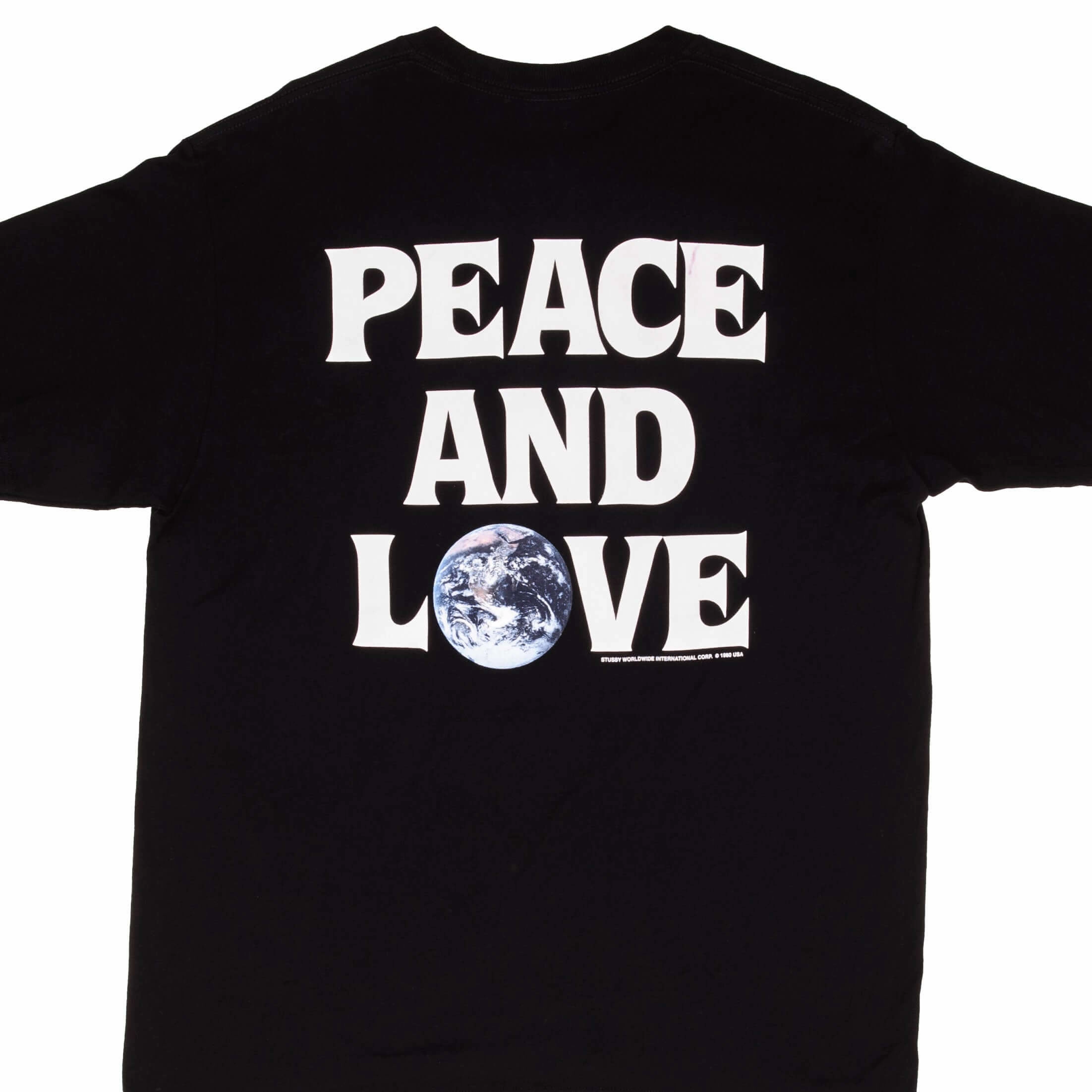 Sporty Appeal Relax Style Trend VINTAGE STUSSY PEACE AND LOVE TEE SHIRT SIZE LARGE