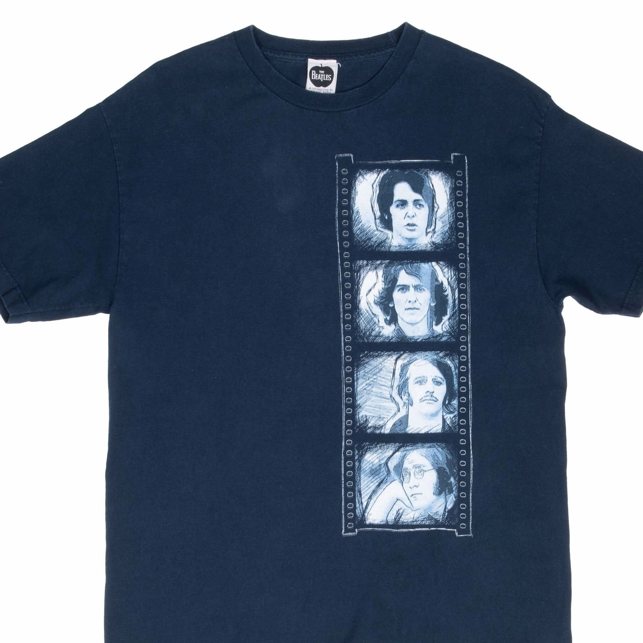 Quick Fit Stretch VINTAGE THE BEATLES 2005 BLUE TEE SHIRT LARGE