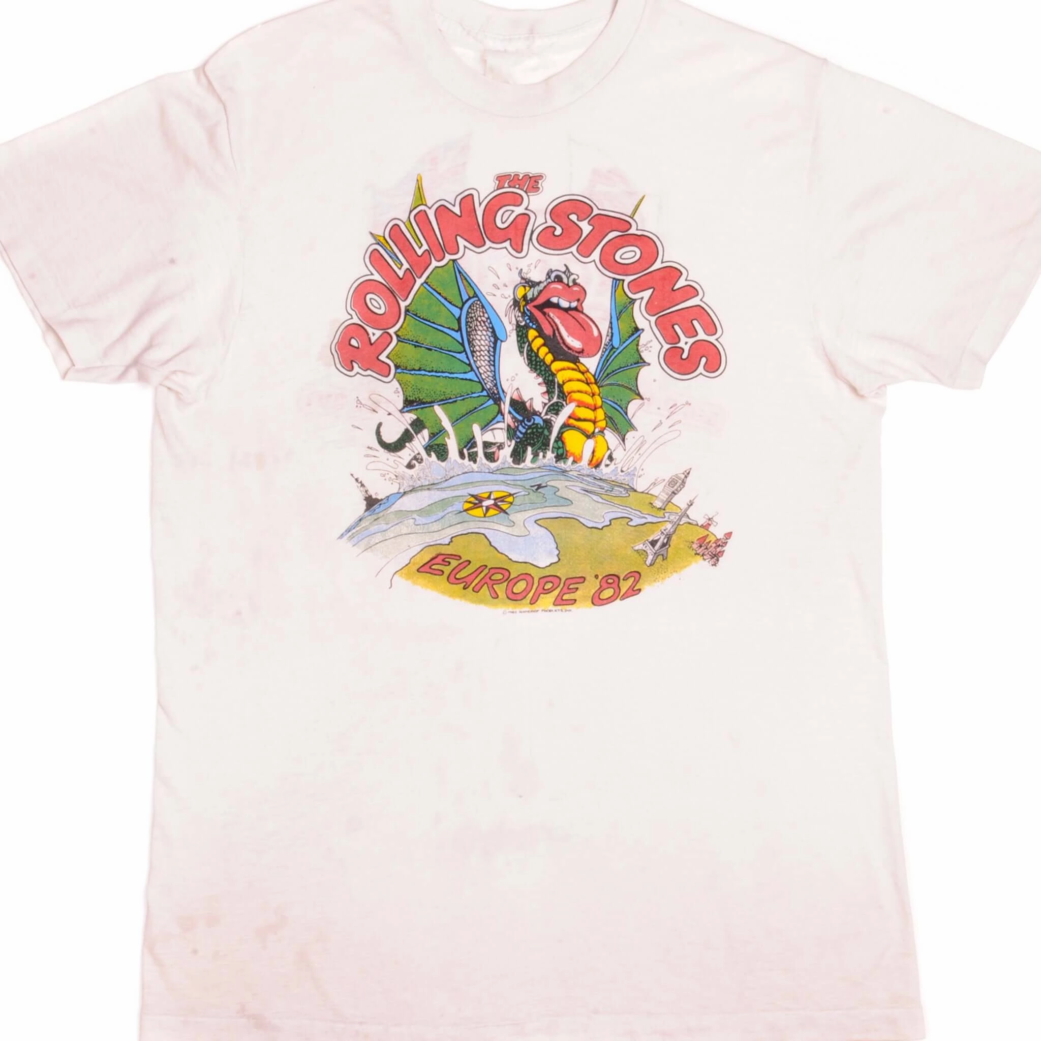 VINTAGE THE ROLLING STONES EUROPE 82 TEE SHIRT 1982 SIZE LARGE Sporty and Stylish