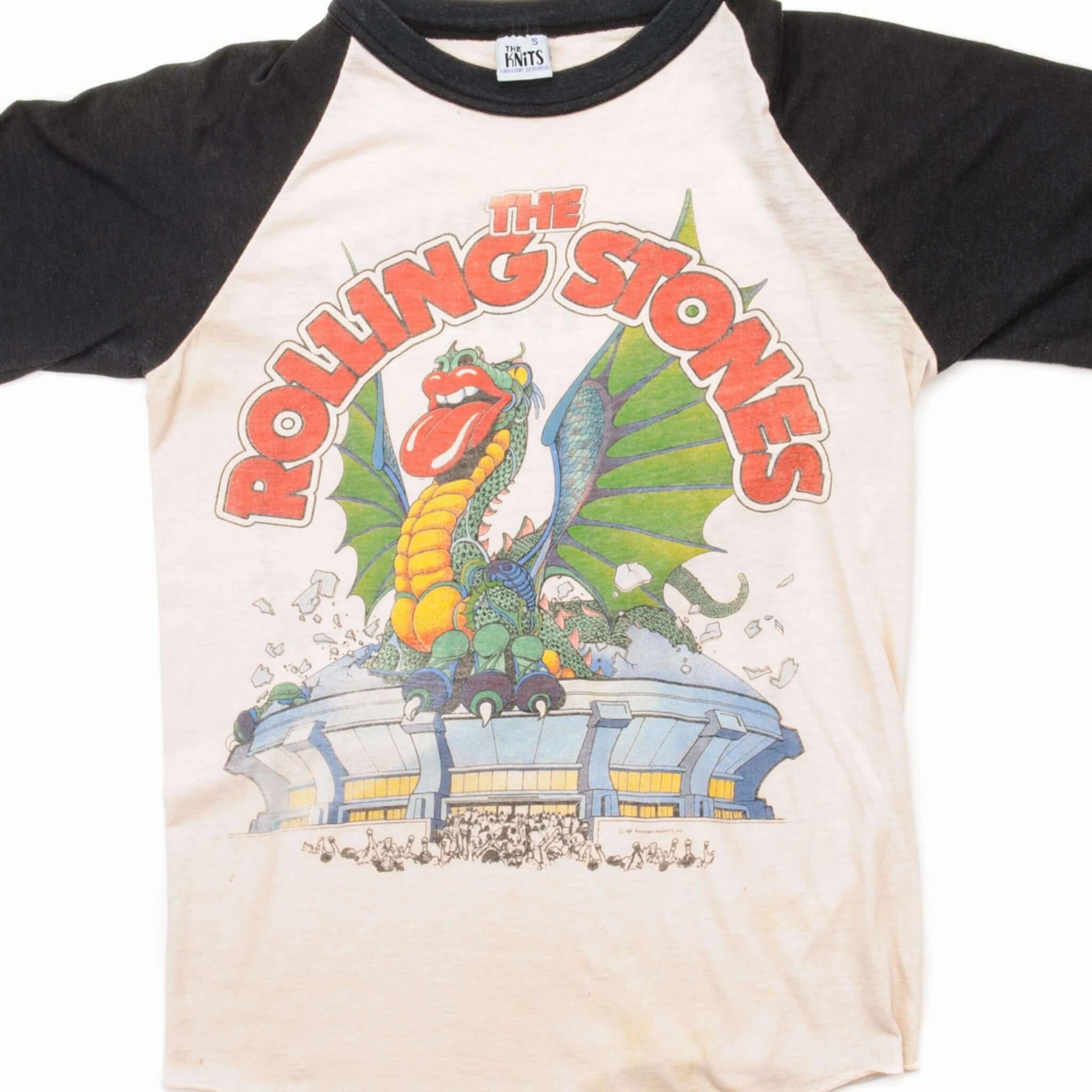 VINTAGE THE ROLLING STONES TOUR RAGLAN TEE SHIRT 1981 SIZE XS MADE IN USA Low Impact Dye