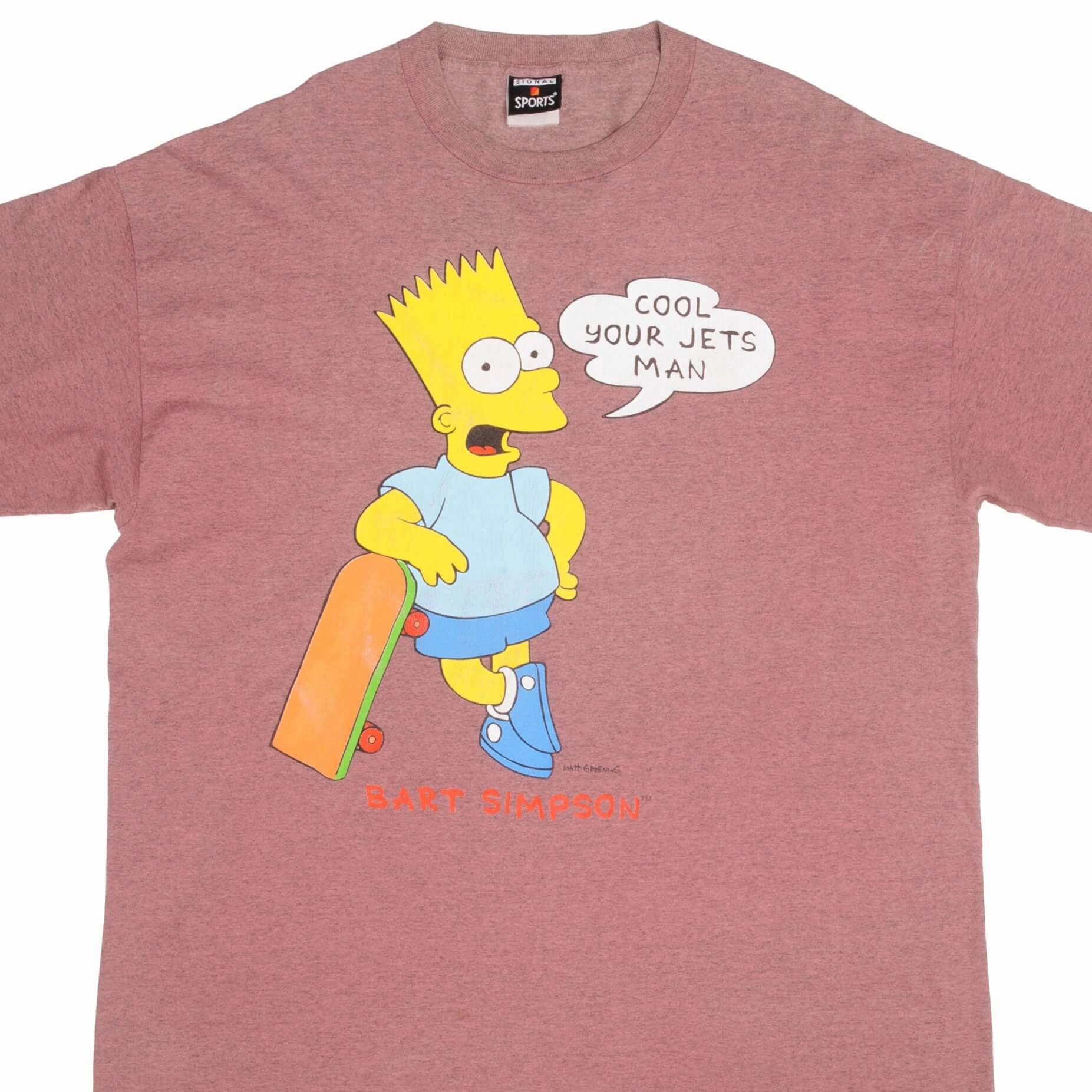Cozy Comfort Design Teenager coolness VINTAGE THE SIMPSONS BART COOL YOUR JETS MAN TEE SHIRT 1990S SIZE 2XL
