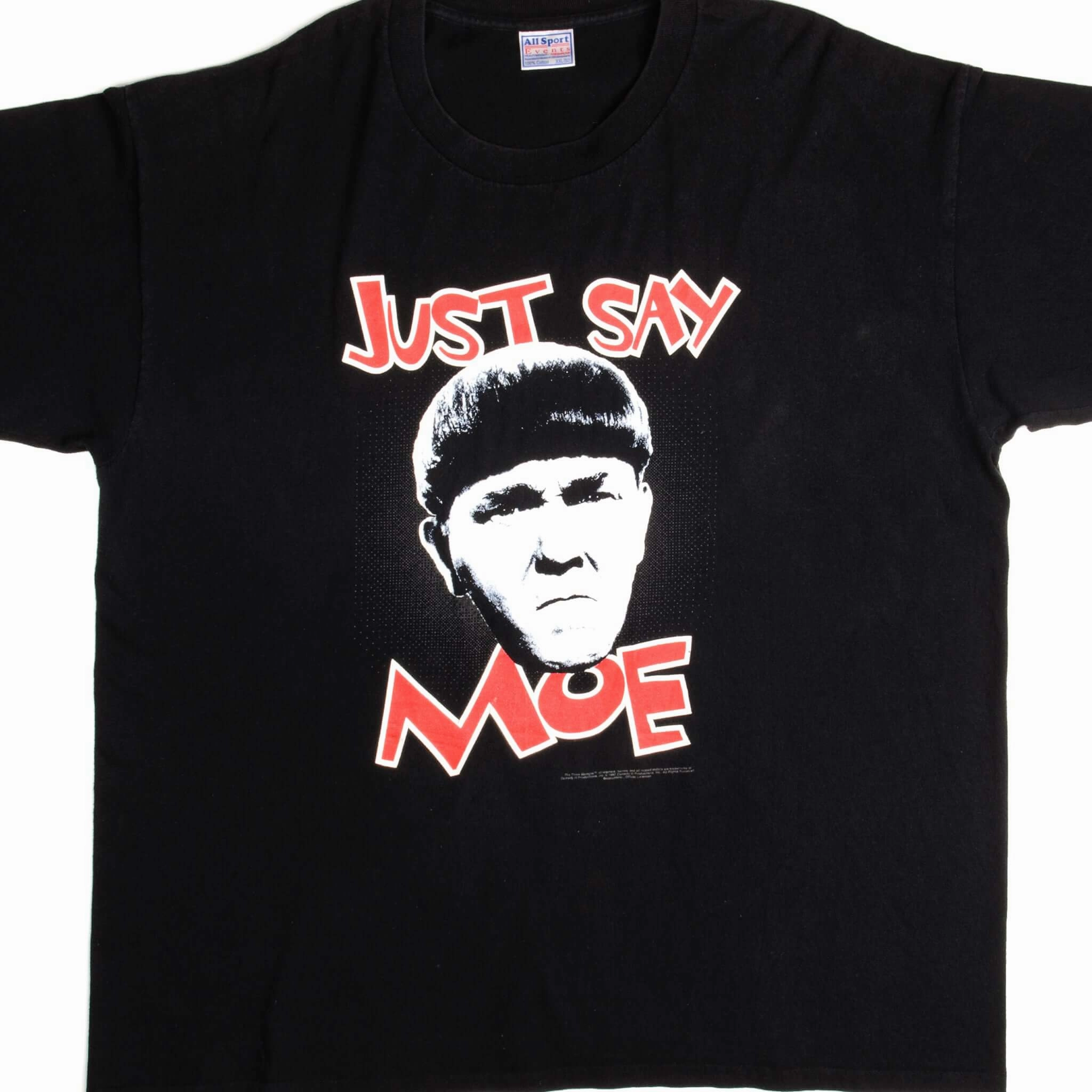 VINTAGE THE THREE STOOGES MOE TEE SHIRT 1997 SIZE 2XL Picnic Thermal Regulation Fabric