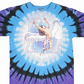 VINTAGE TIE DYE LED ZEPPELIN TEE SHIRT 1990S LIQUID BLUE SIZE LARGE Yoga flexibility Fresh Vibes