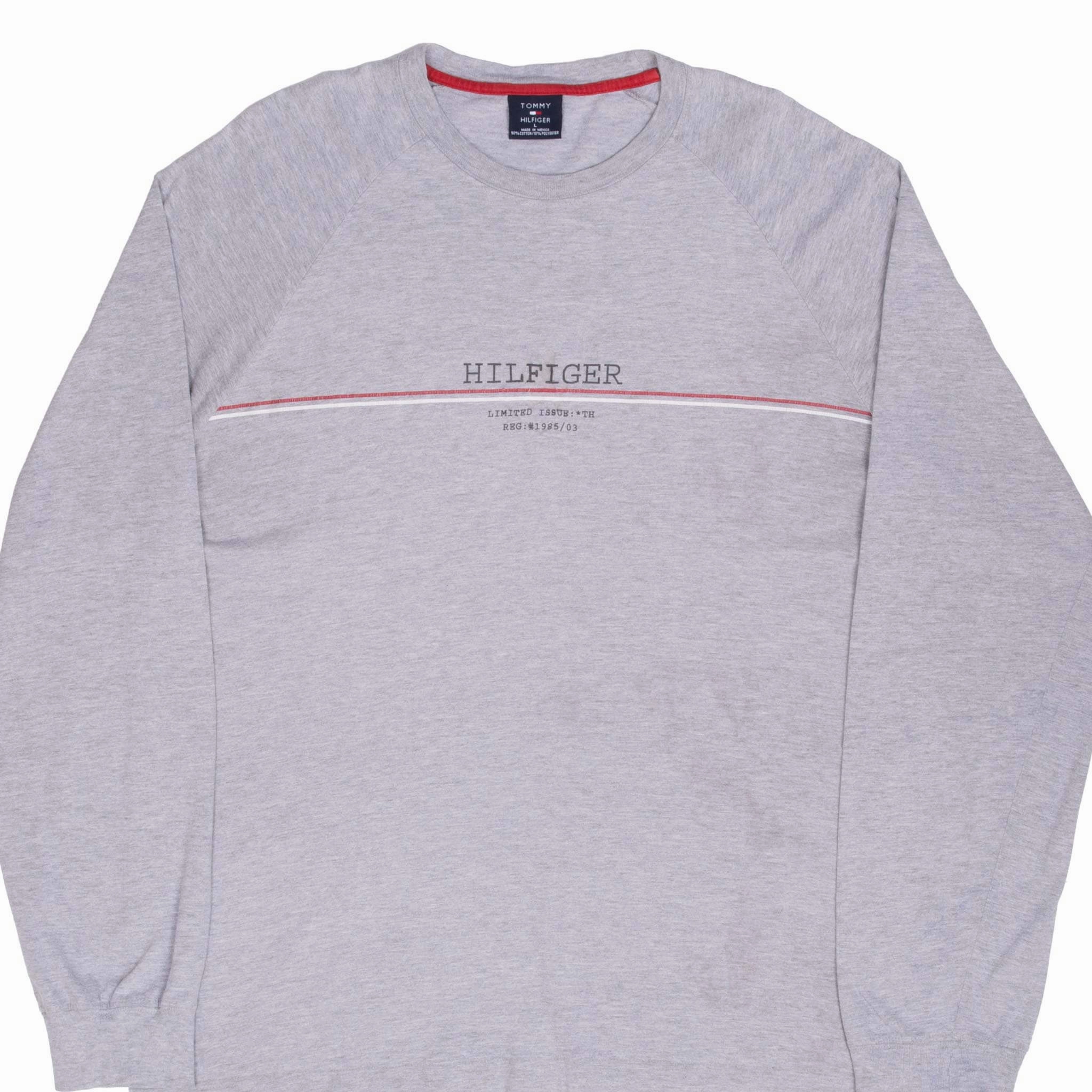 VINTAGE TOMMY HILFIGER SPELLOUT GREY LONG SLEEVE TEE SHIRT 2000S LARGE Cozy Fit Design