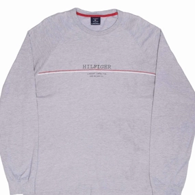 VINTAGE TOMMY HILFIGER SPELLOUT GREY LONG SLEEVE TEE SHIRT 2000S LARGE Cozy Fit Design