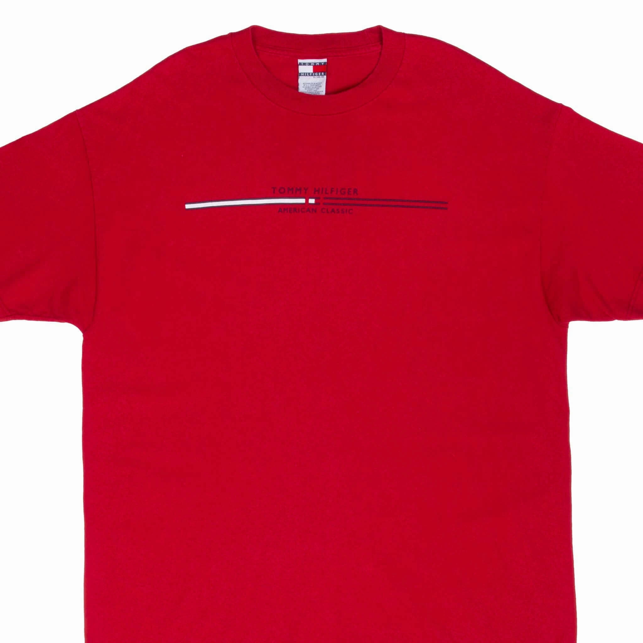 insulated Essential Wardrobe VINTAGE TOMMY HILFIGER SPELLOUT RED TEE SHIRT 1990S XL