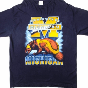 VINTAGE UNIVERSITY OF MICHIGAN TEE SHIRT SIZE 2XL Bold Statement Light Breeze
