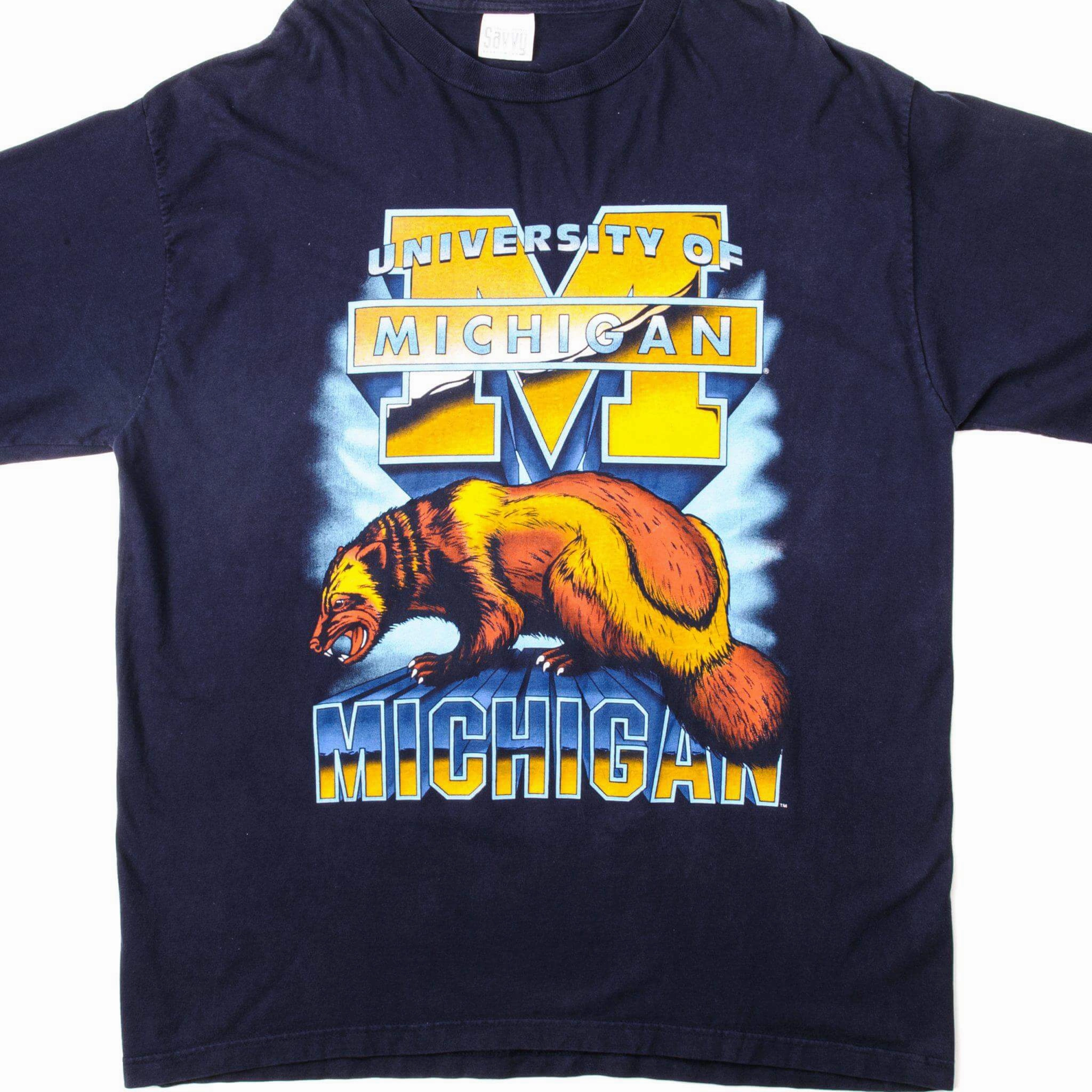 VINTAGE UNIVERSITY OF MICHIGAN TEE SHIRT SIZE 2XL Bold Statement Light Breeze