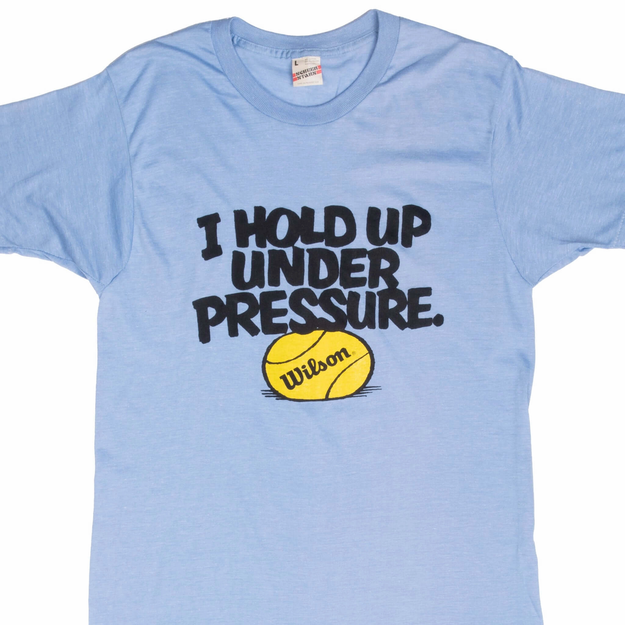 VINTAGE WILSON TENNIS BLUE TEE SHIRT 1980S SMALL MADE IN USA DEADSTOCK Breezy Design