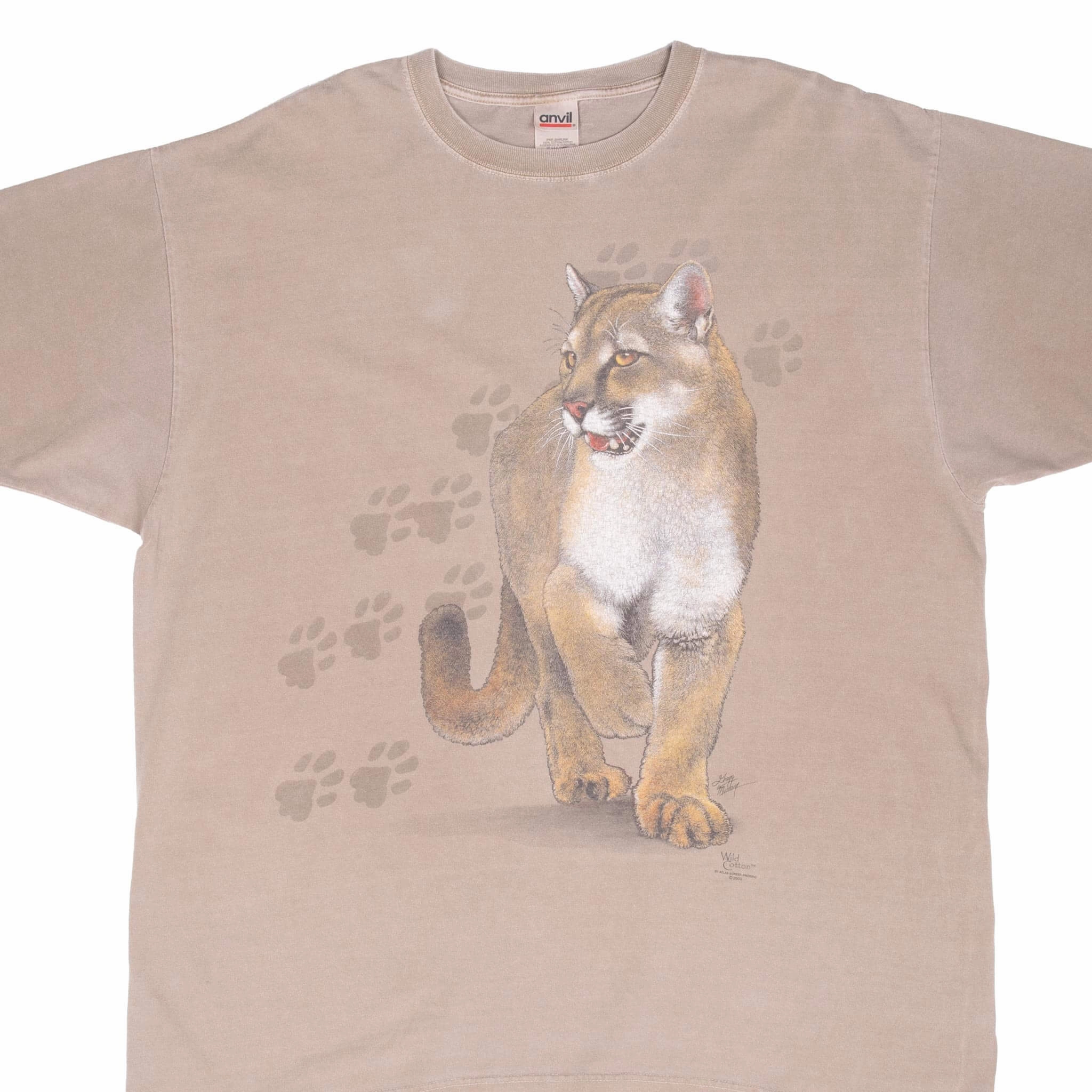 Snag Resistant Surface Chill Vibes VINTAGE ANIMAL PRINT MOUNTAIN LION 2003 BEIGE TEE SHIRT XL