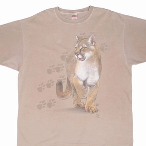 Snag Resistant Surface Chill Vibes VINTAGE ANIMAL PRINT MOUNTAIN LION 2003 BEIGE TEE SHIRT XL