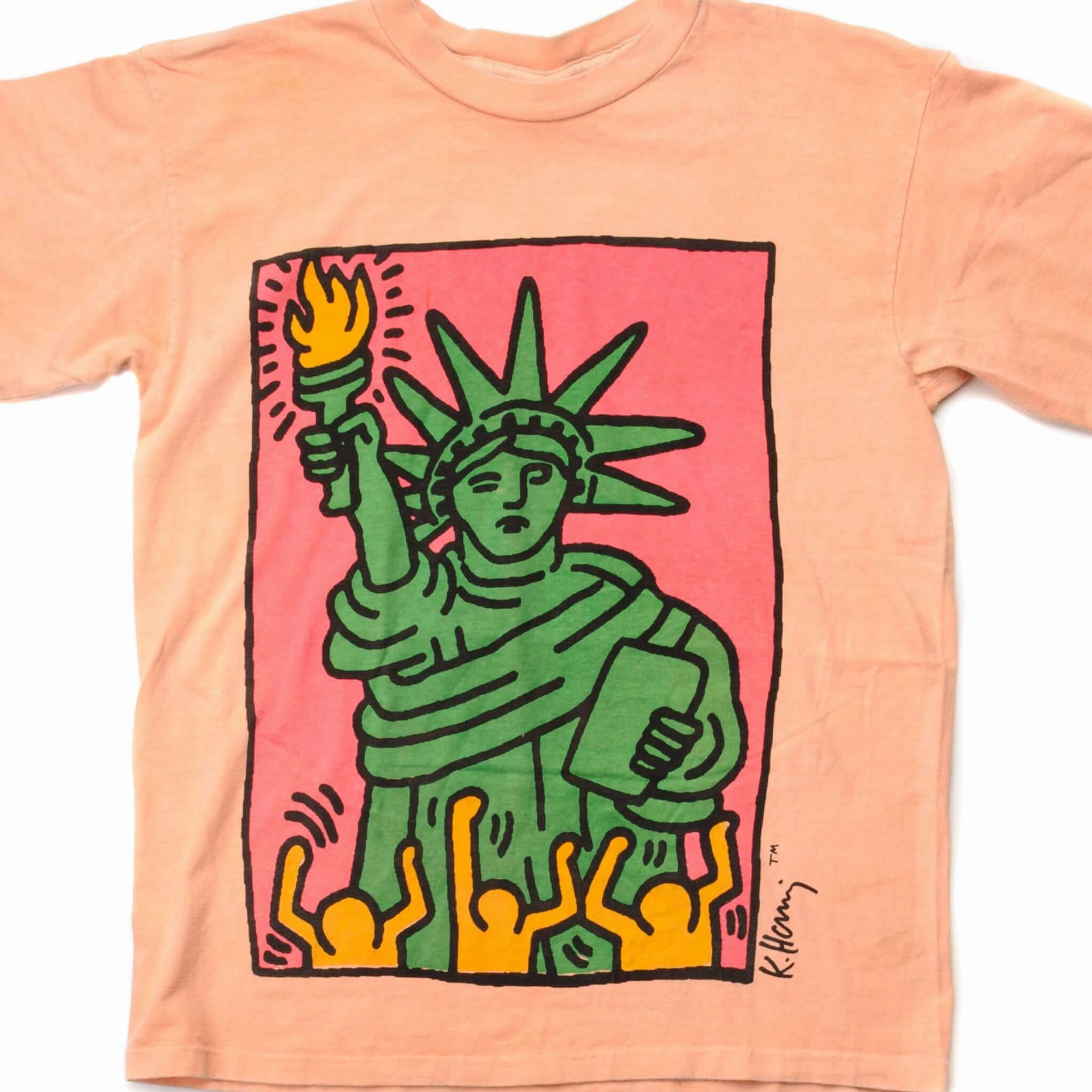 VINTAGE KEITH HARING STATUE OF LIBERTY TEE SHIRT 1986 SIZE MEDIUM MADE IN USA Smart Layer MultipurposeUse