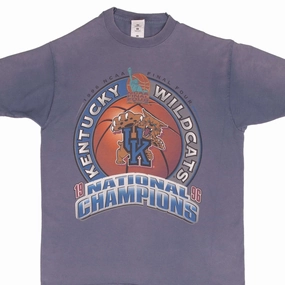 High Density Weave Moisture Wicking Technology VINTAGE NCAA KENTUCKY WILDCATS BASKETBALL CHAMPIONS 1996 TEE SHIRT LARGE MADE US