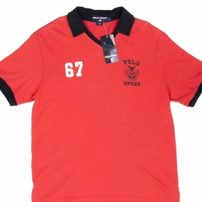 VINTAGE RALPH LAUREN POLO SPORT RED POLO SHIRT 1990S MEDIUM DEADSTOCK. NOS Fashionable Piece Soft & Smooth