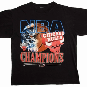 VINTAGE NBA CHICAGO BULLS CHAMPIONS TEE SHIRT 1996 SIZE LARGE Relaxed Torso Fit